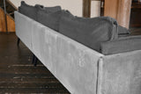 KAWOLA Sofa QUENYA Ecksofa Cord dunkelgrau / Velvet silber