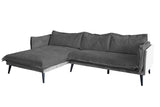 KAWOLA Sofa QUENYA Ecksofa Cord dunkelgrau / Velvet silber