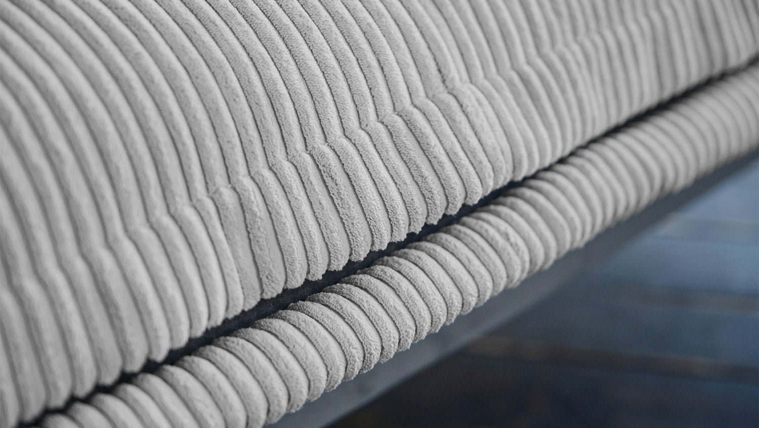 KAWOLA Sofa QUENYA Ecksofa Cord hellgrau / Velvet anthrazit