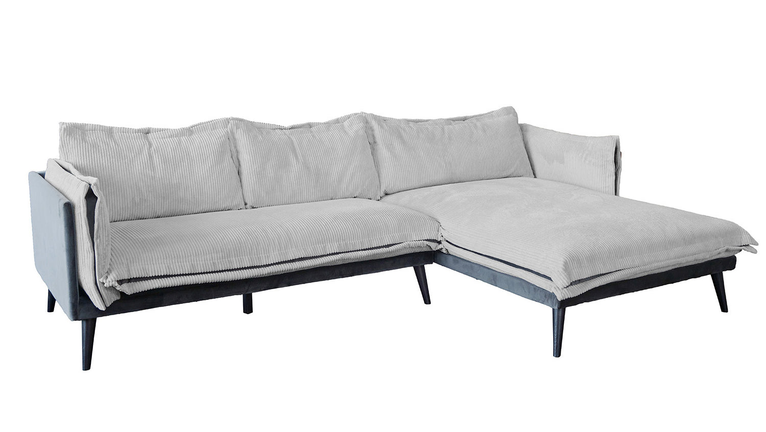 KAWOLA Sofa QUENYA Ecksofa Cord hellgrau / Velvet anthrazit