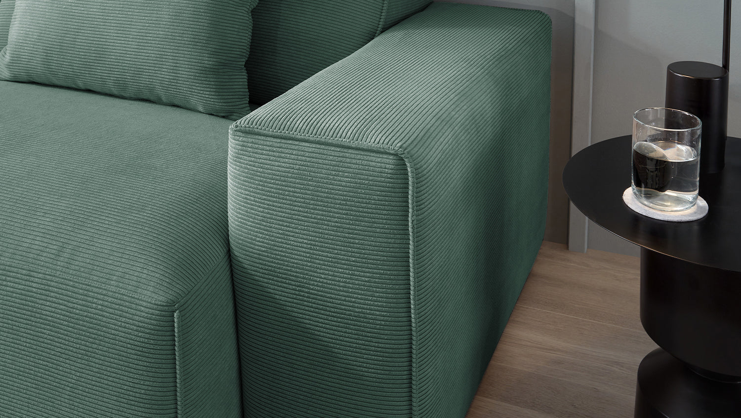 KAWOLA Sofa RANI 3-Sitzer Feincord grün