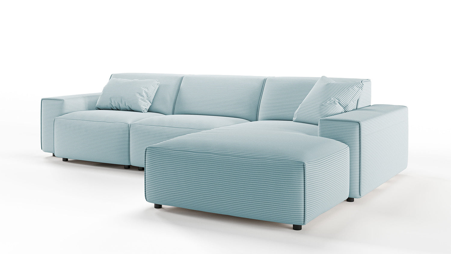 KAWOLA Sofa RANI Ecksofa Cord hellblau