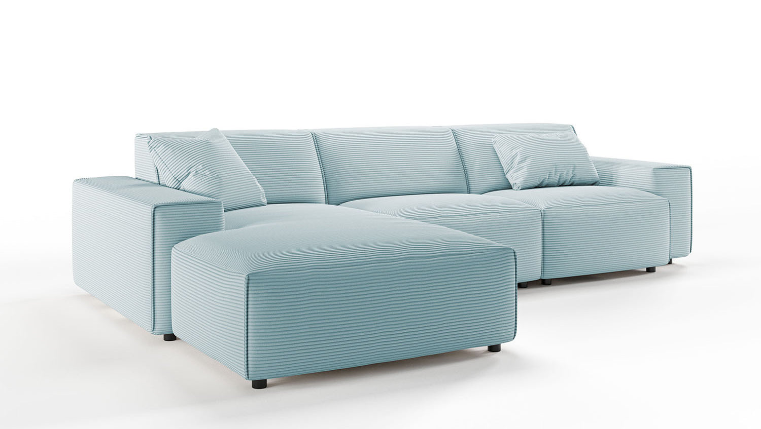 KAWOLA Sofa RANI Ecksofa Cord hellblau