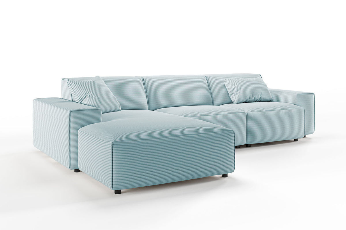 KAWOLA Sofa RANI Ecksofa Cord hellblau