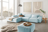 KAWOLA Sofa RANI Ecksofa Cord hellblau, Links