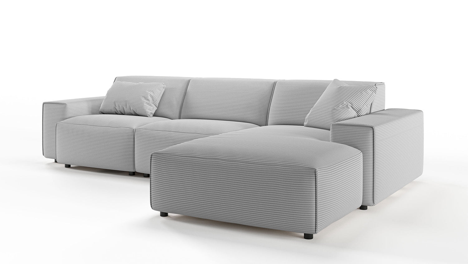 KAWOLA Sofa RANI Ecksofa Cord hellgrau