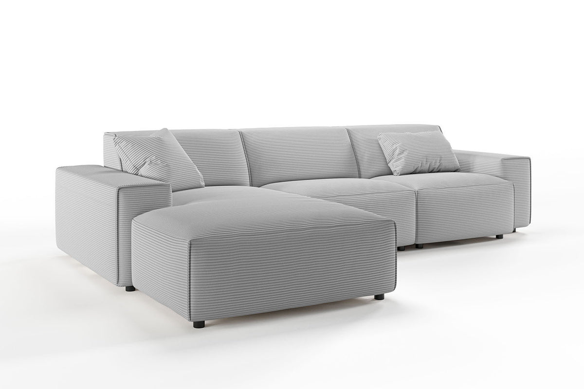 KAWOLA Sofa RANI Ecksofa Cord hellgrau