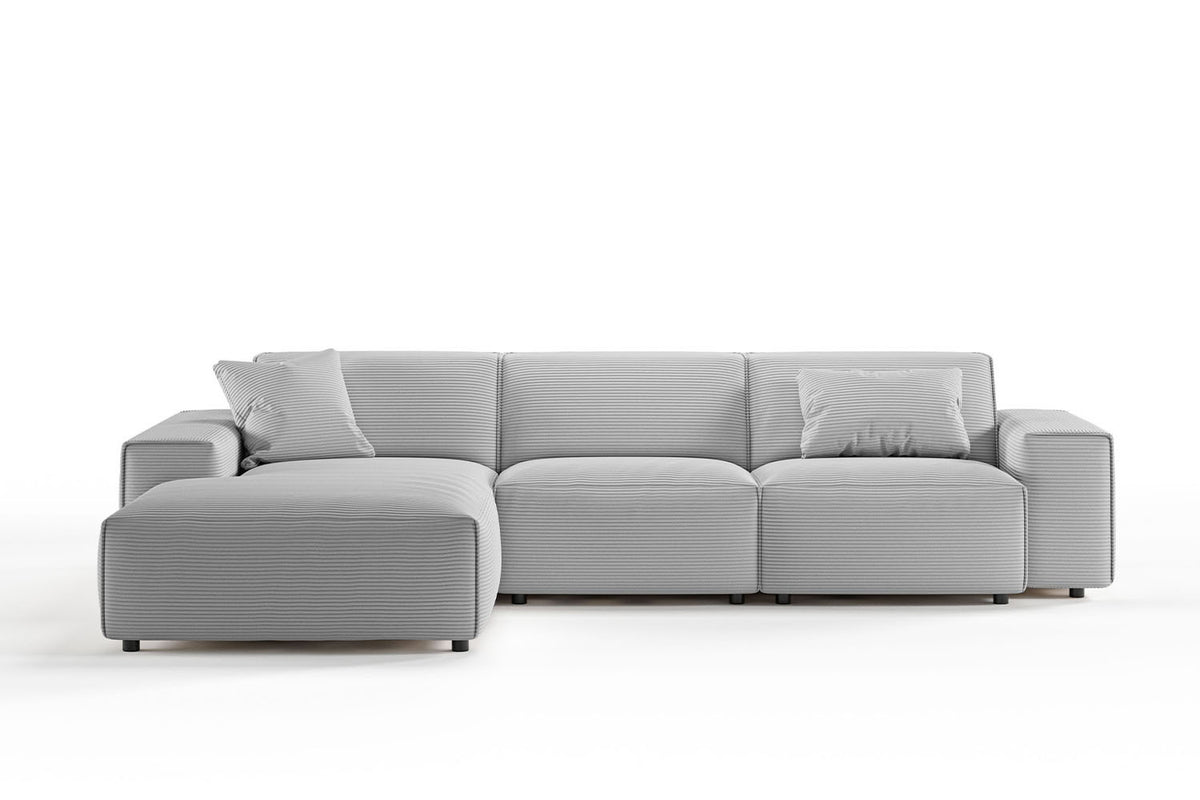 KAWOLA Sofa RANI Ecksofa Cord hellgrau