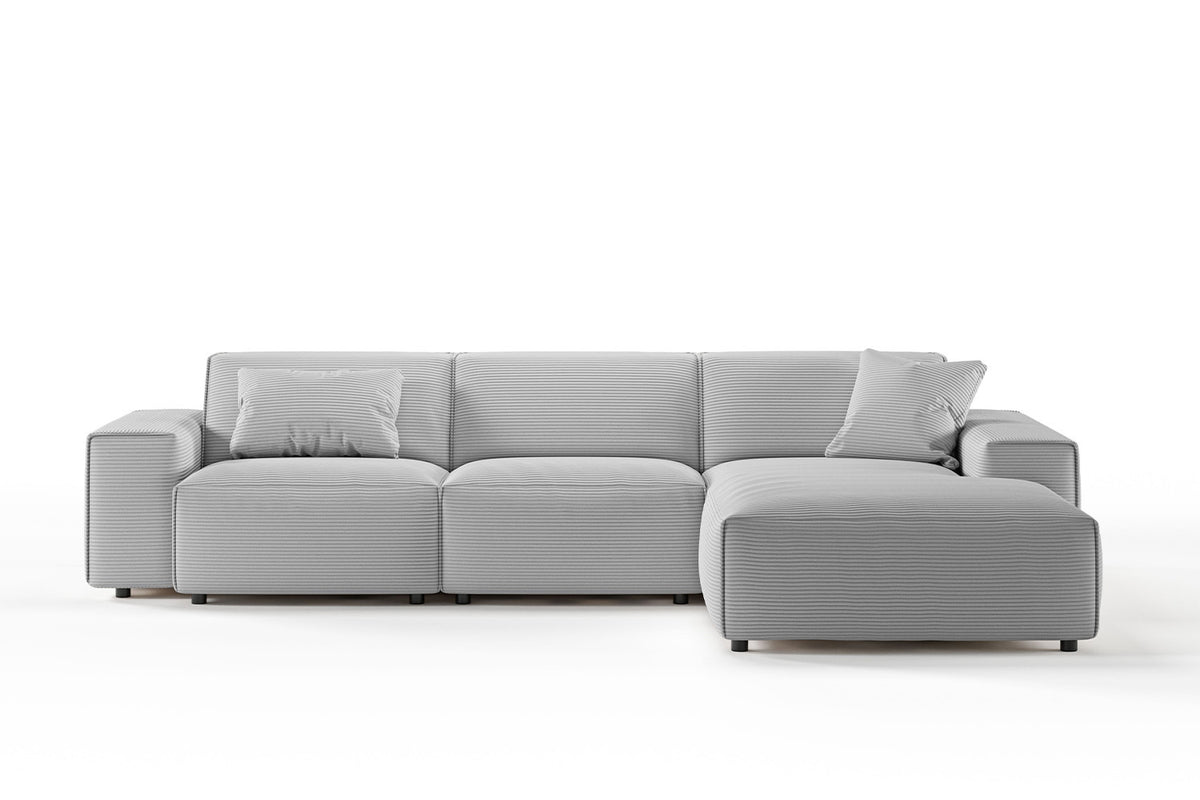 KAWOLA Sofa RANI Ecksofa Cord hellgrau