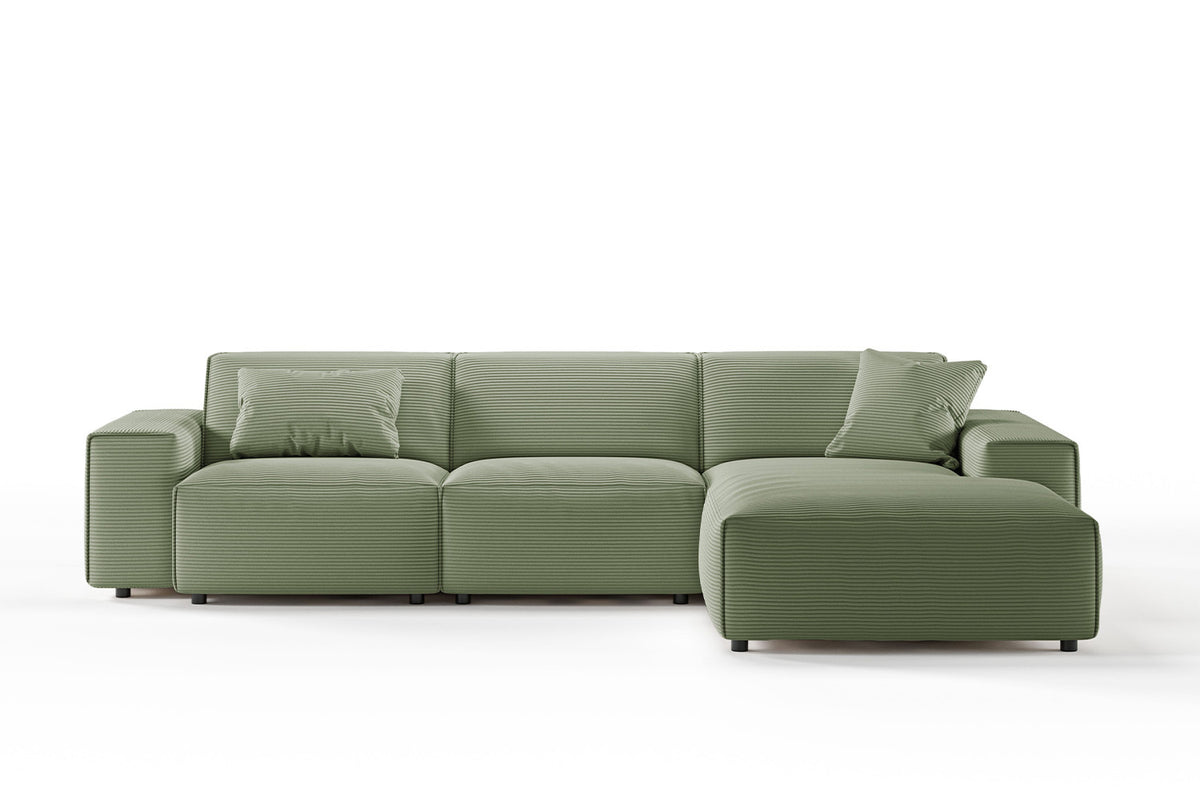 KAWOLA Sofa RANI Ecksofa Cord olivgrün