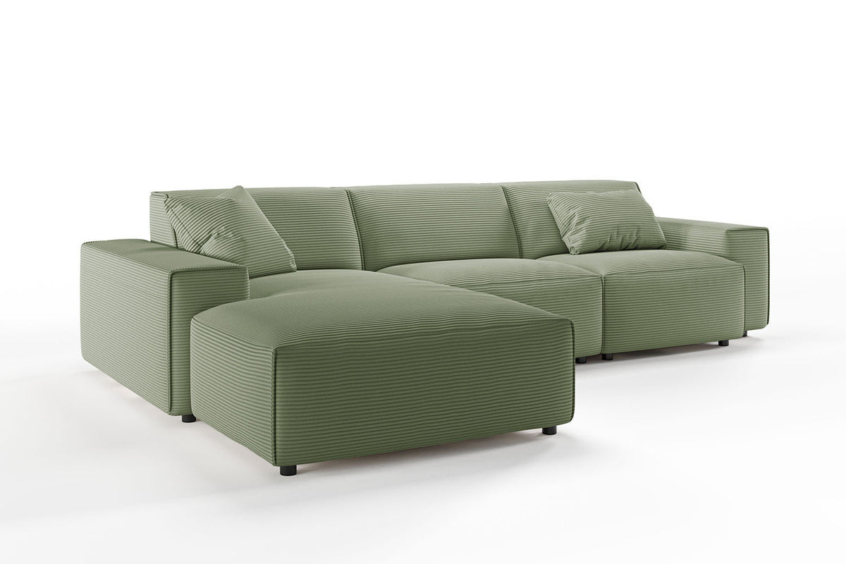 KAWOLA Sofa RANI Ecksofa Cord olivgrün