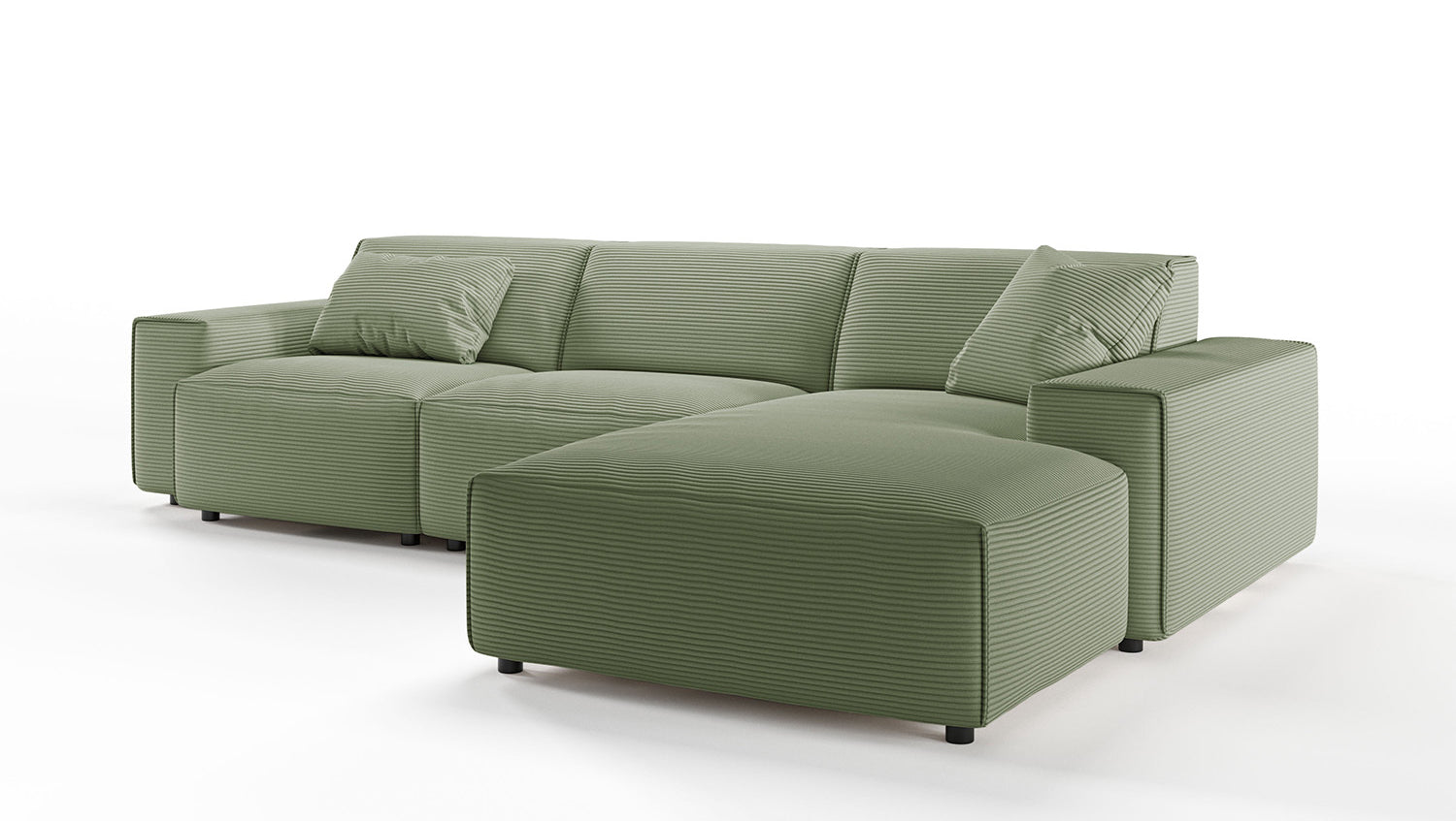 KAWOLA Sofa RANI Ecksofa Cord olivgrün