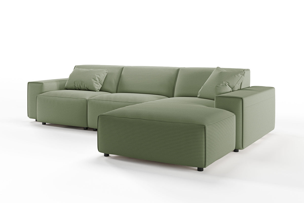 KAWOLA Sofa RANI Ecksofa Cord olivgrün