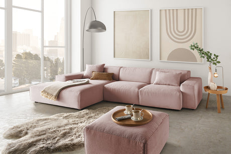 KAWOLA Sofa RANI Ecksofa Cord rosa, Links