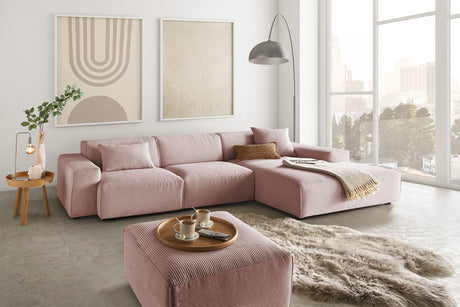 KAWOLA Sofa RANI Ecksofa Cord rosa, Rechts