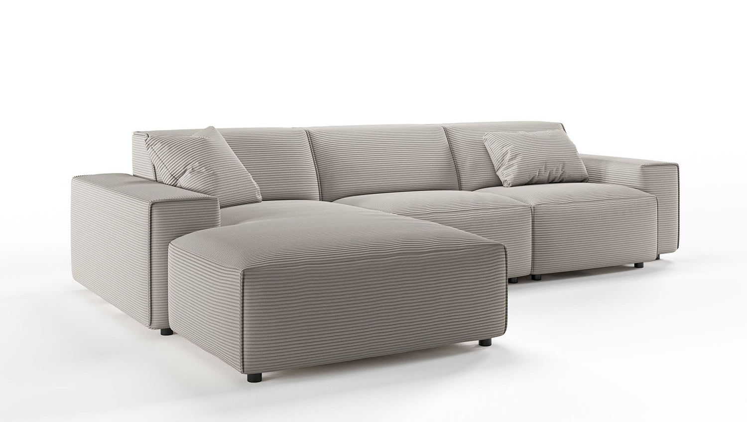KAWOLA Sofa RANI Ecksofa Cord steingrau
