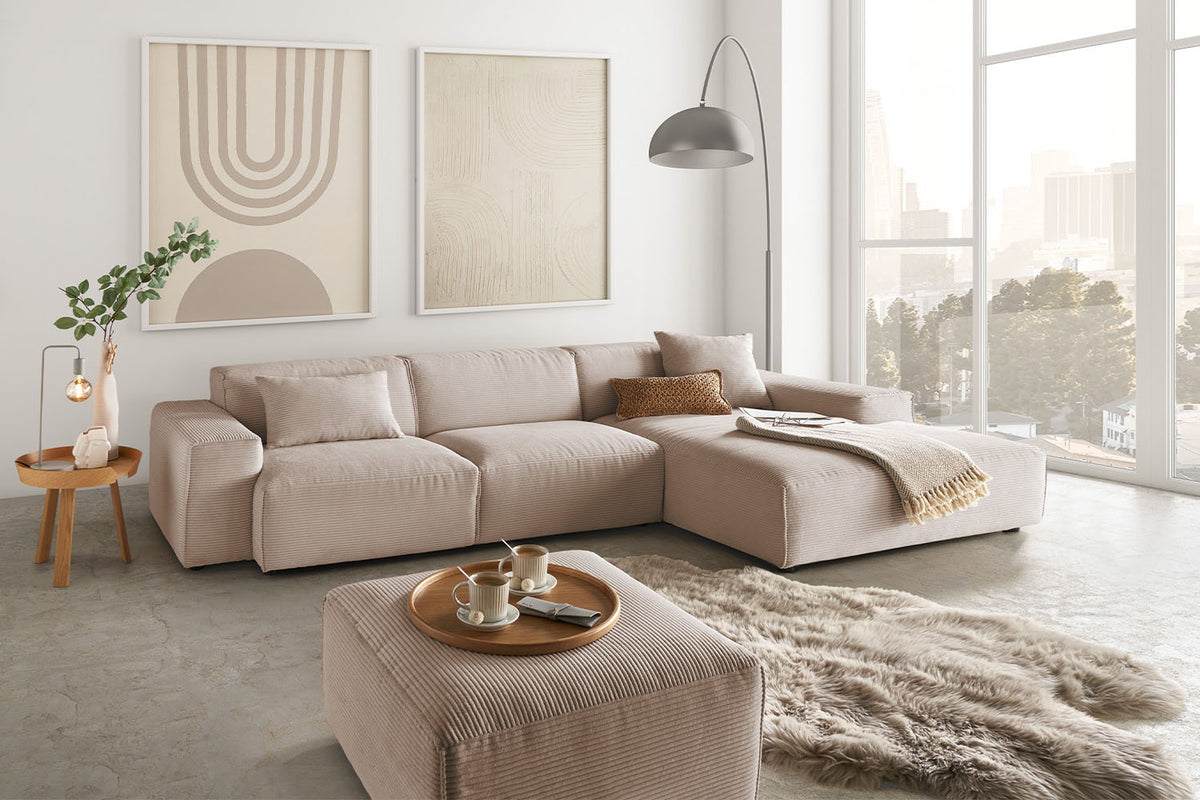 KAWOLA Sofa RANI Ecksofa Cord taupe, Rechts