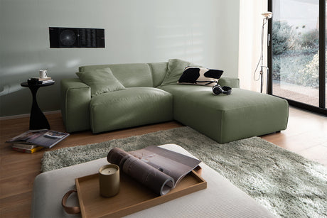 KAWOLA Sofa RANI Ecksofa Feincord olivgrün, Rechts