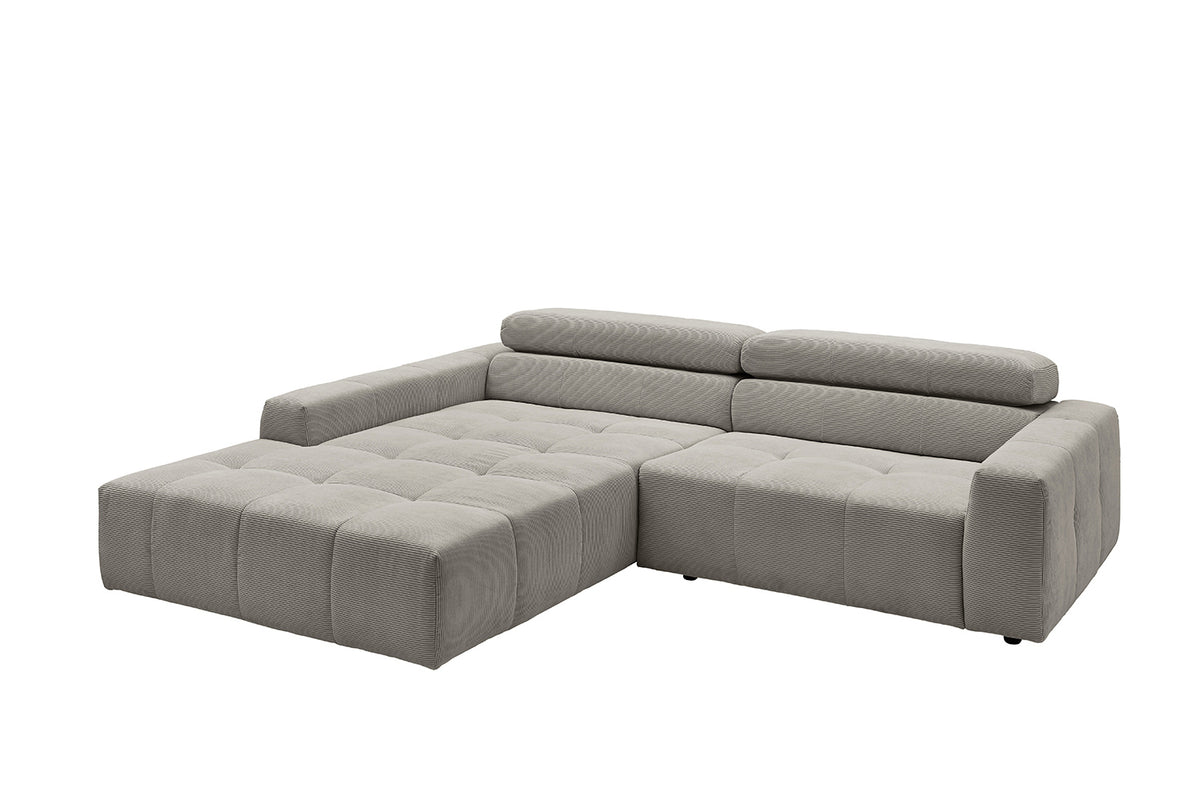 KAWOLA Sofa RENO Ecksofa Feincord grau