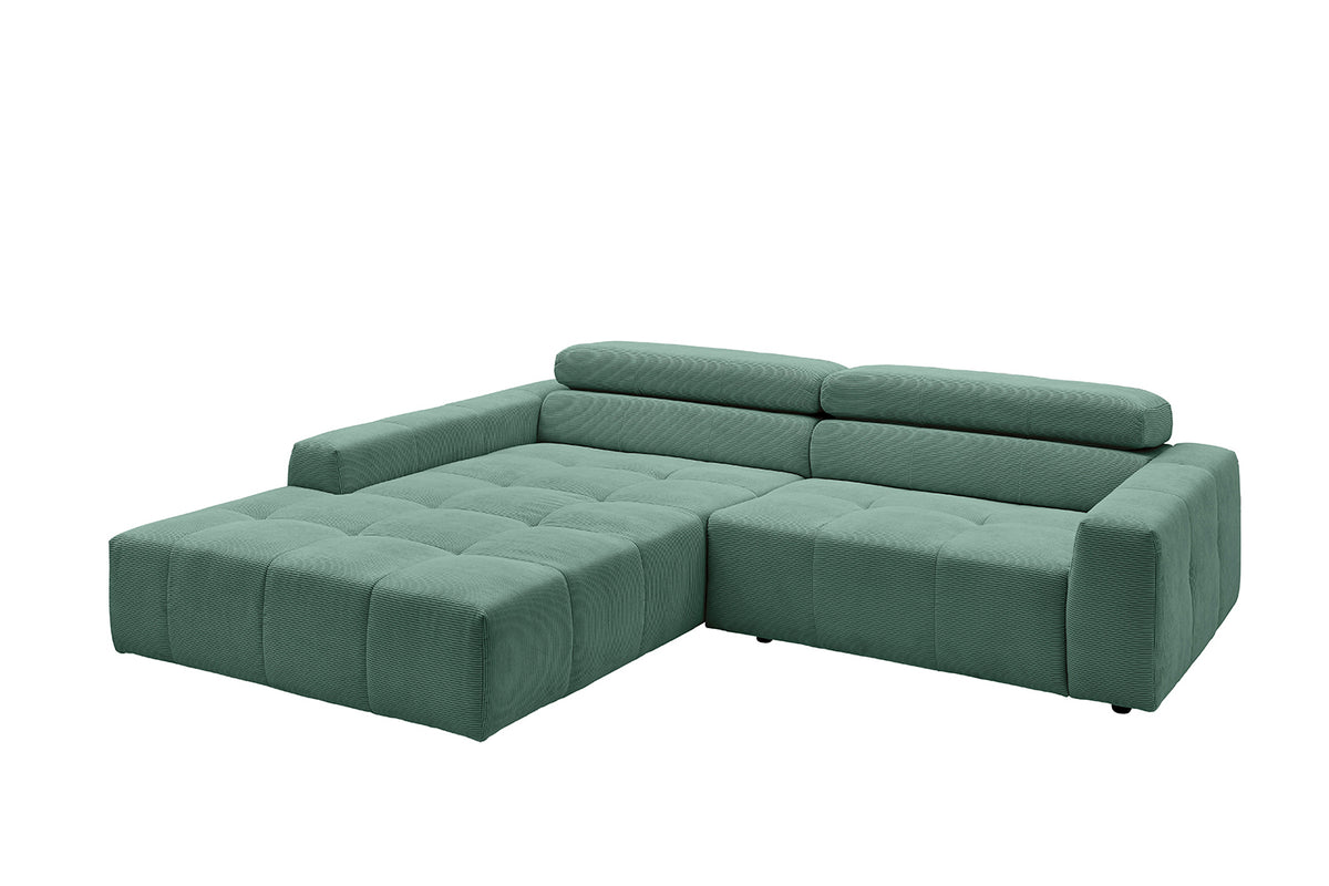 KAWOLA Sofa RENO Ecksofa Feincord grün