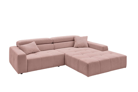 KAWOLA Sofa RENO Ecksofa Feincord rosa