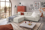 KAWOLA Sofa RENO Ecksofa Feincord silber, Links, Relaxfunktion