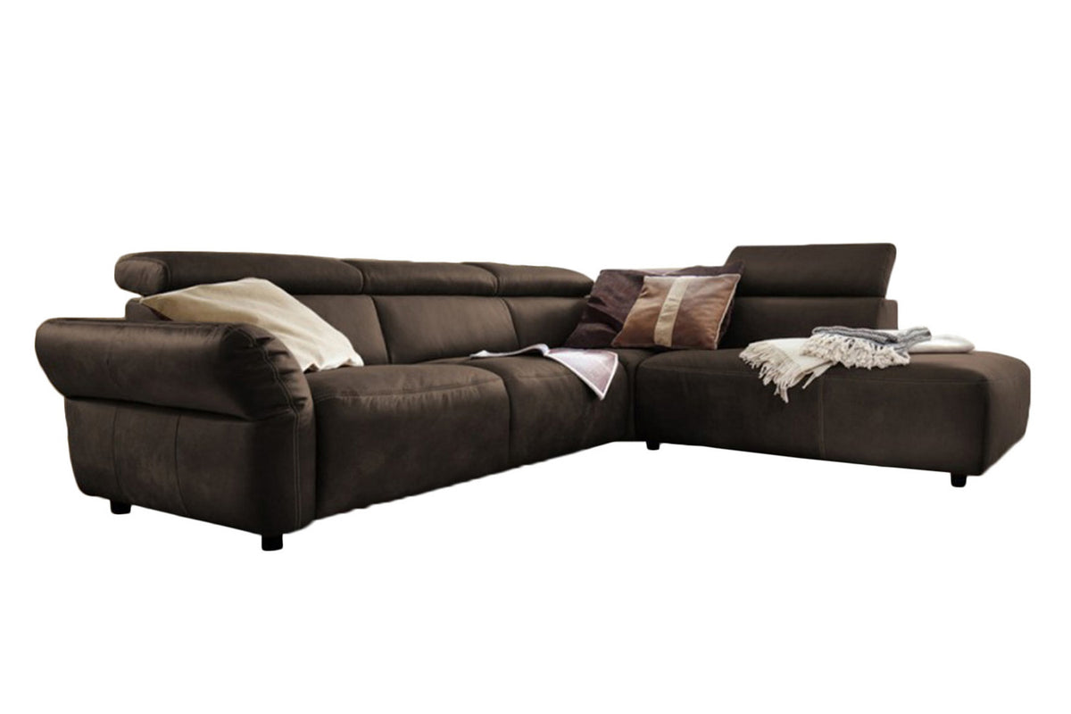 KAWOLA Sofa RISO Ecksofa mit motorischer Sitztiefenverstellung Leder anthrazit