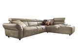 KAWOLA Sofa RISO Ecksofa mit motorischer Sitztiefenverstellung Leder grau