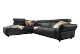 KAWOLA Sofa RISO Ecksofa mit motorischer Sitztiefenverstellung Leder schwarz