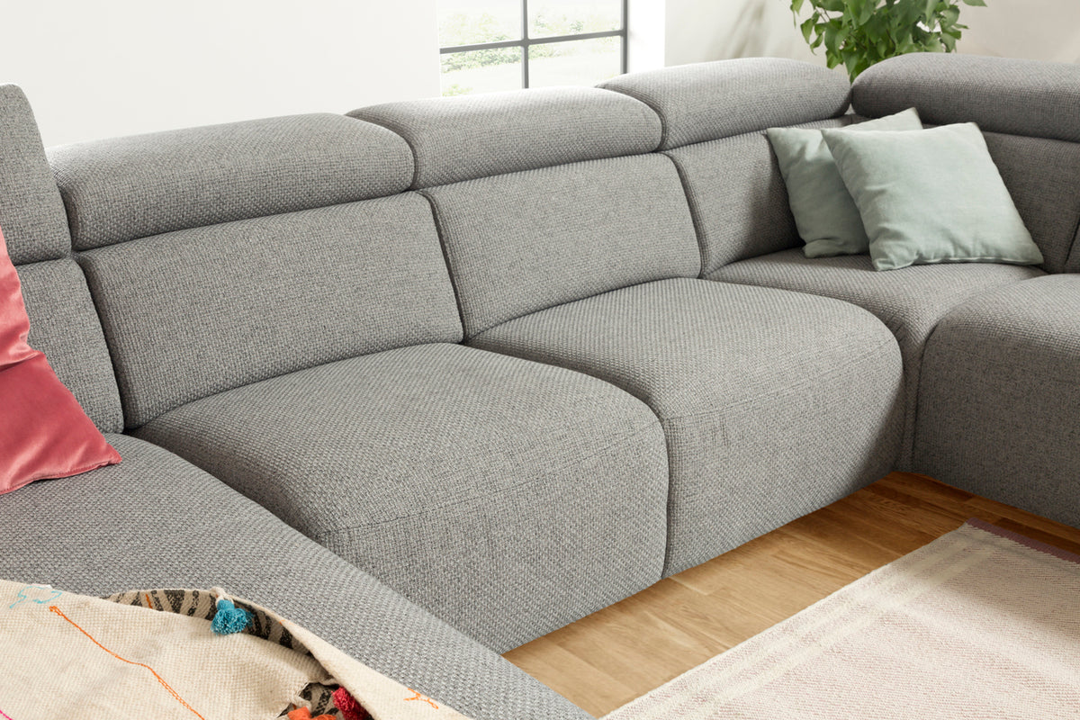 KAWOLA Sofa RISO Wohnlandschaft U-Form Stoff grau