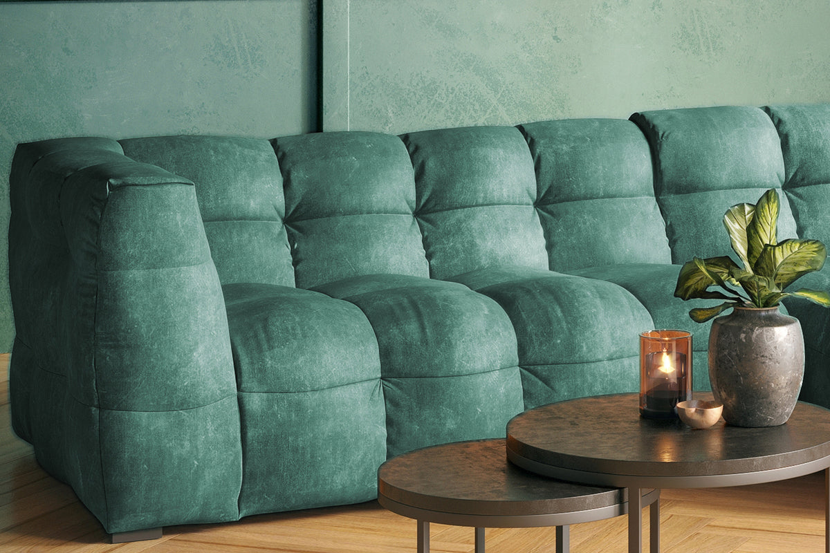 KAWOLA Sofa ROSARIO Ecksofa Velvet petrol