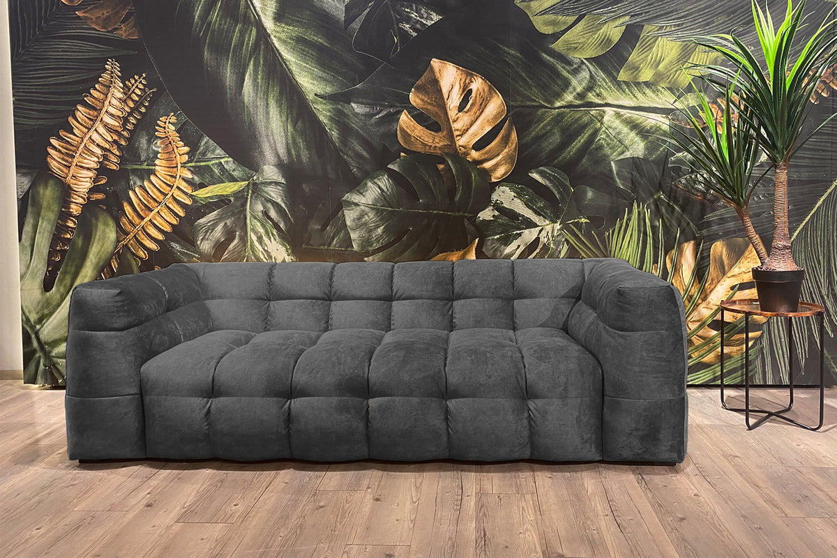 KAWOLA Sofa ROSARIO Velvet anthrazit, 2-Sitzer