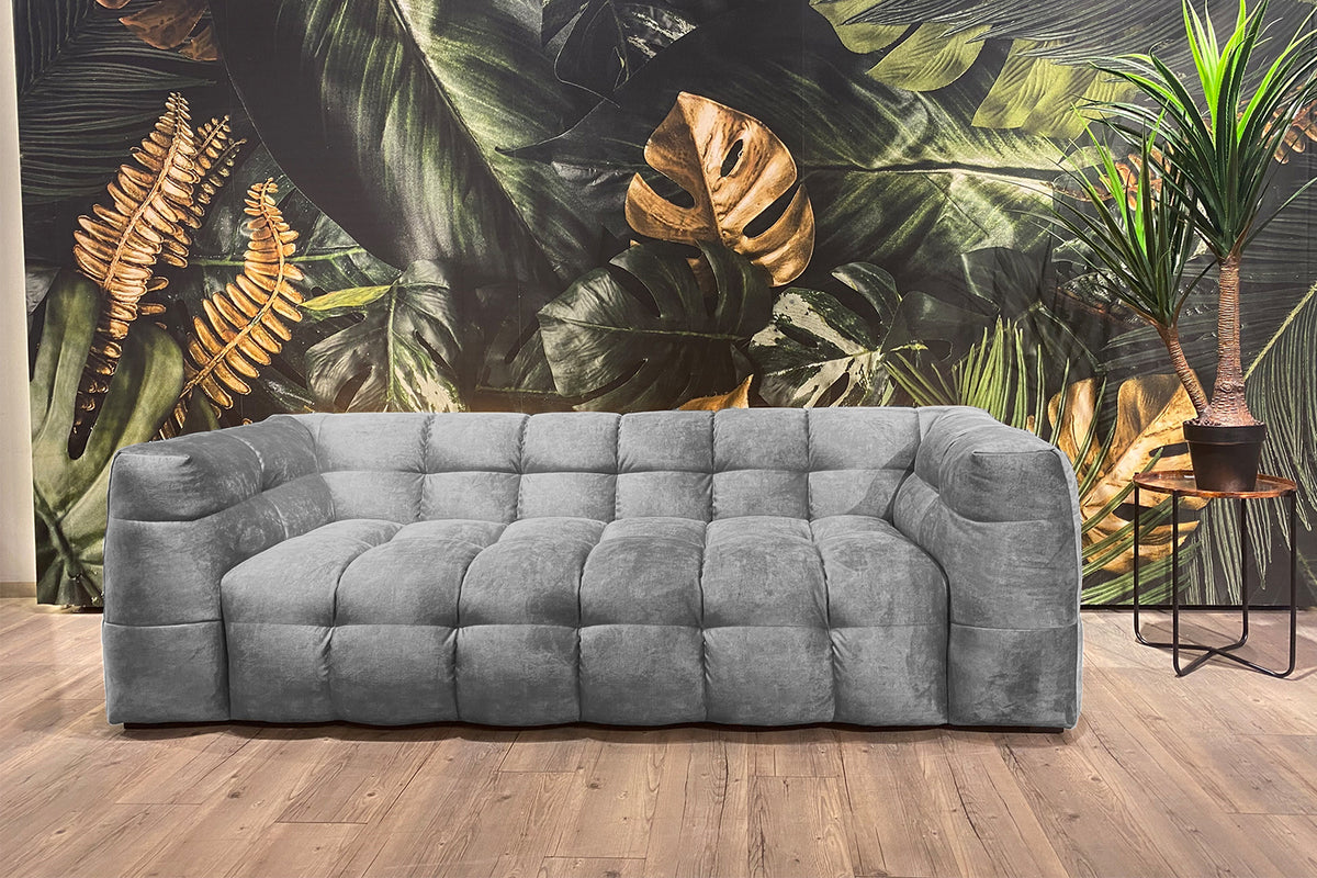 KAWOLA Sofa ROSARIO Velvet hellgrau, 2-Sitzer