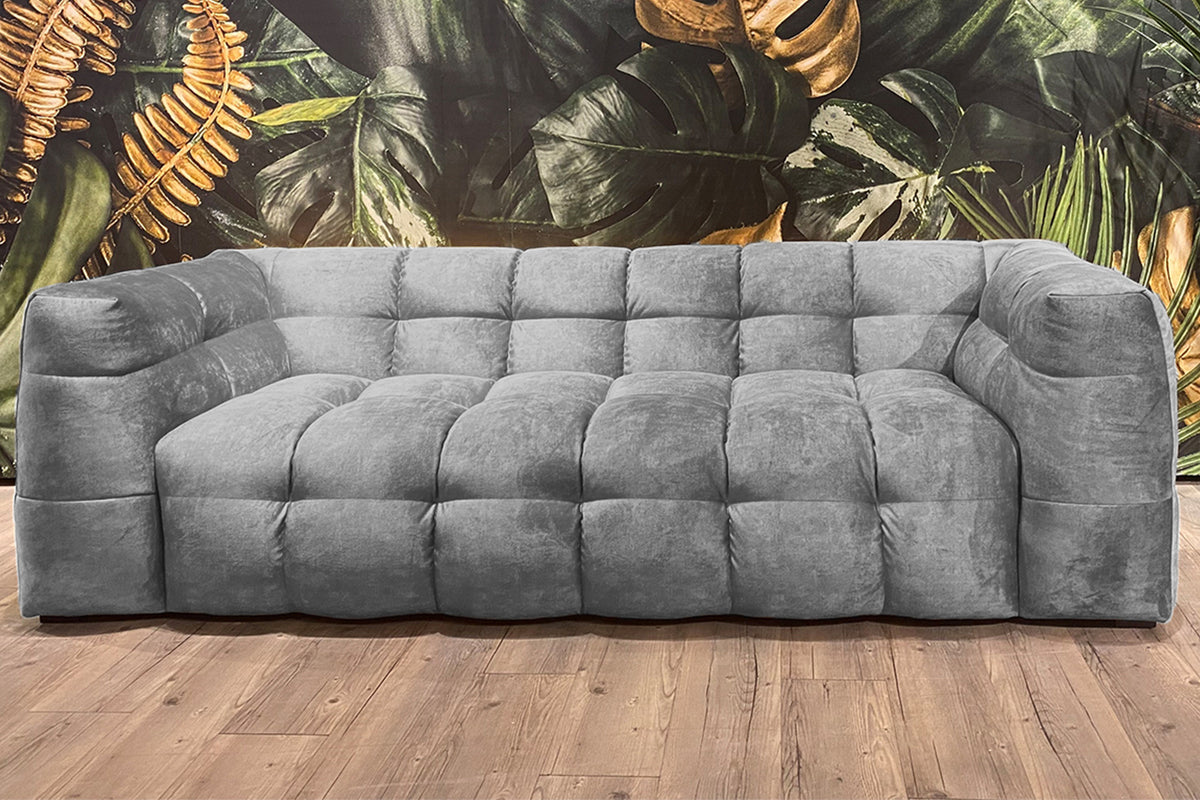KAWOLA Sofa ROSARIO Velvet hellgrau