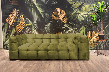 KAWOLA Sofa ROSARIO Velvet moosgrün, 3-Sitzer