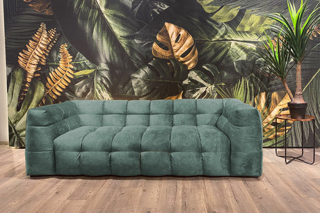 KAWOLA Sofa ROSARIO Velvet petrol, 2-Sitzer