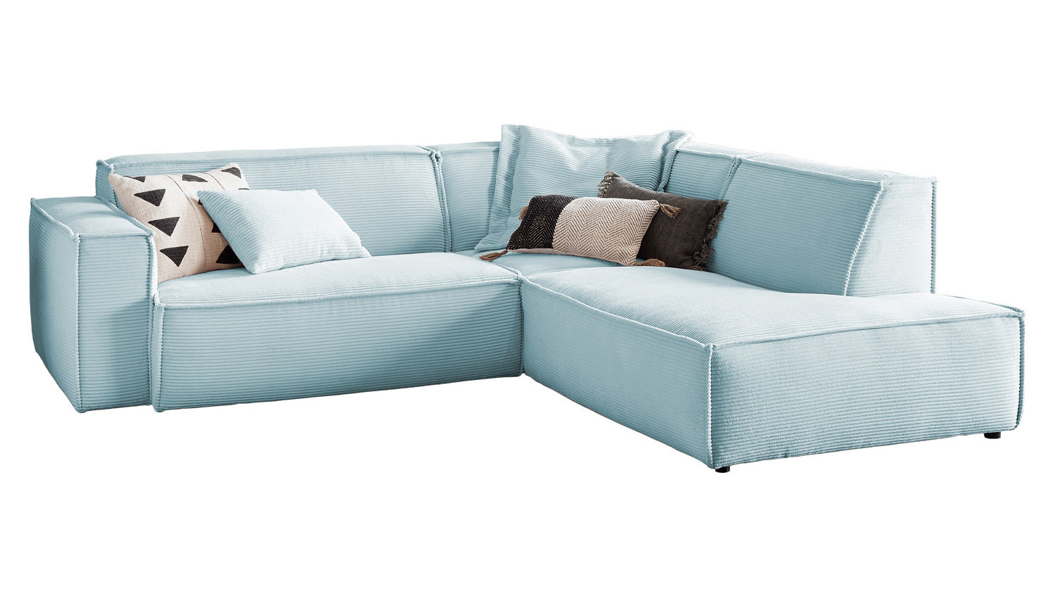 KAWOLA Sofa SAMU Ecksofa Cord hellblau