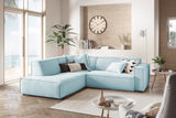 KAWOLA Sofa SAMU Ecksofa Cord hellblau, Links
