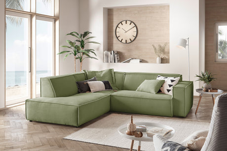 KAWOLA Sofa SAMU Ecksofa Cord olivgrün, Links