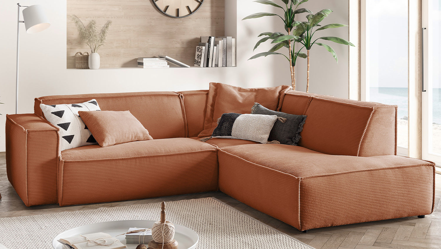 KAWOLA Sofa SAMU Ecksofa Cord rost