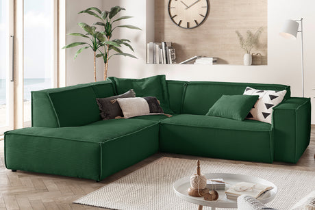 KAWOLA Sofa SAMU Ecksofa Cord smaragd