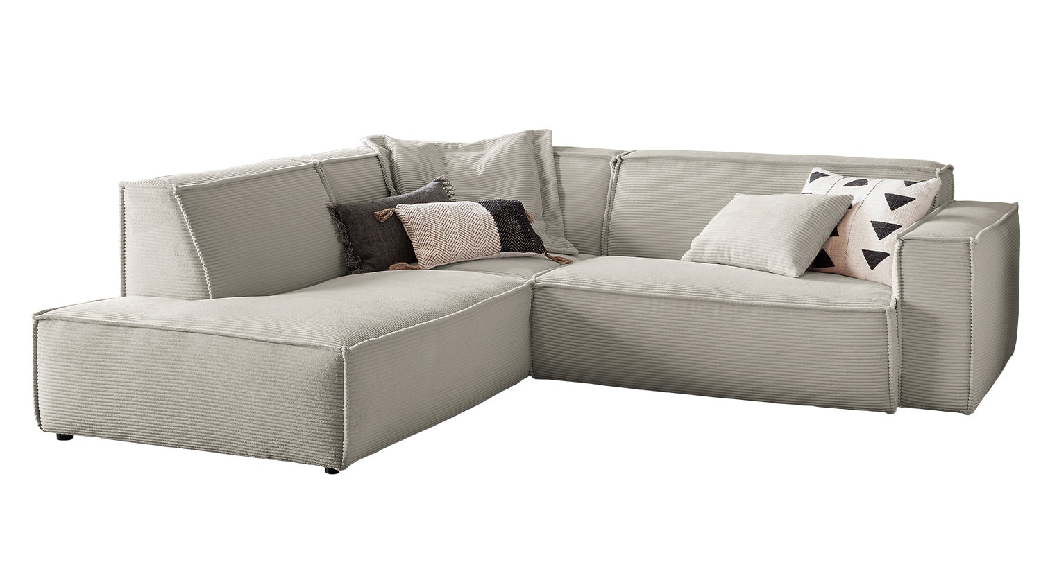 KAWOLA Sofa SAMU Ecksofa Cord steingrau