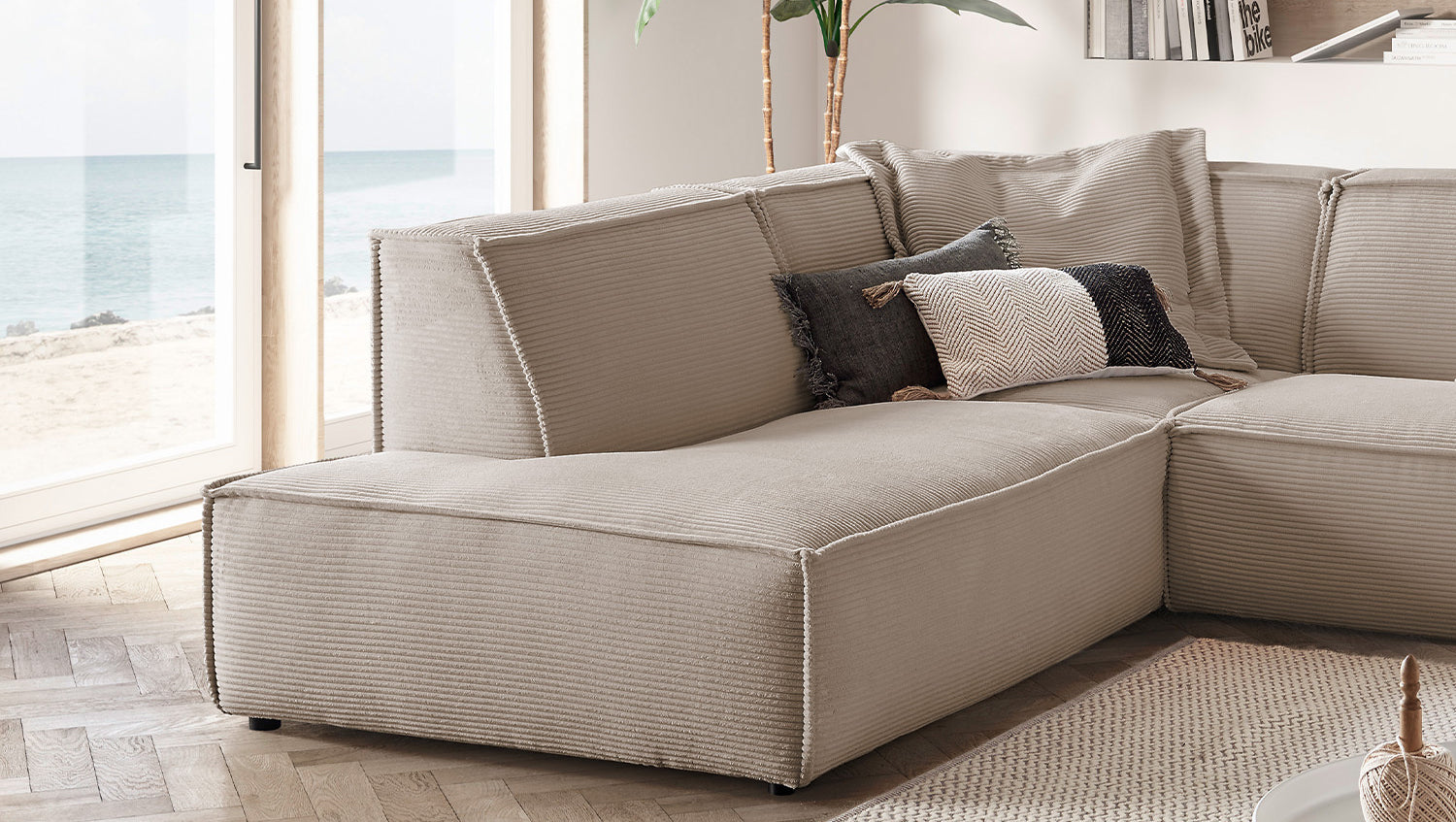KAWOLA Sofa SAMU Ecksofa Cord taupe