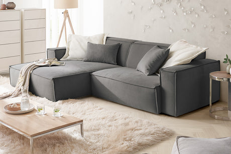KAWOLA Sofa SAMU Ecksofa Feincord anthrazit