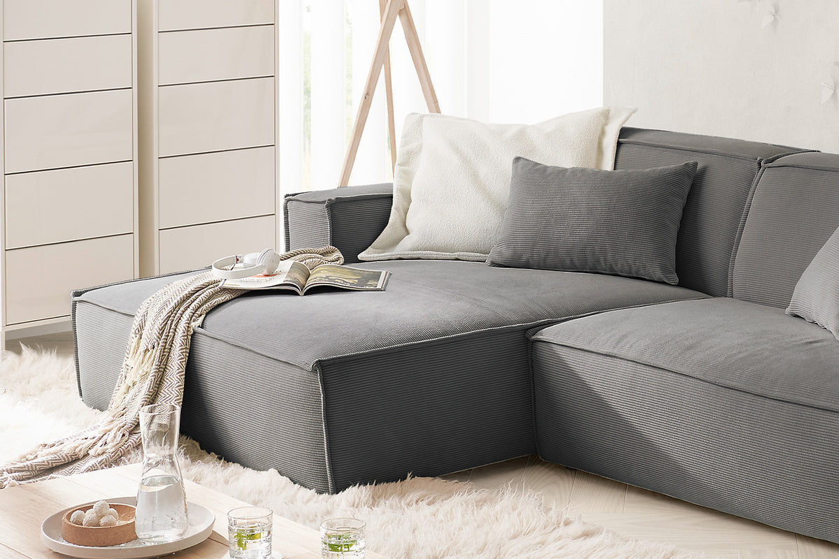 KAWOLA Sofa SAMU Ecksofa Feincord anthrazit