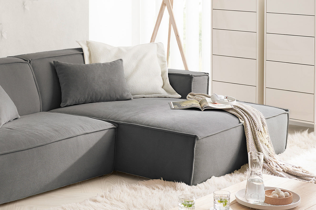 KAWOLA Sofa SAMU Ecksofa Feincord anthrazit