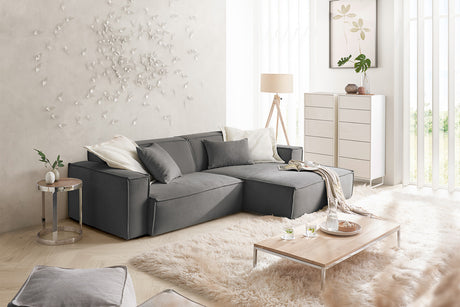 KAWOLA Sofa SAMU Ecksofa Feincord anthrazit, Rechts