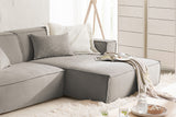 KAWOLA Sofa SAMU Ecksofa Feincord grau
