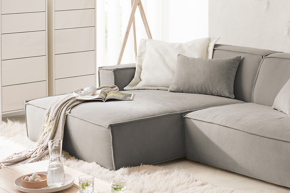 KAWOLA Sofa SAMU Ecksofa Feincord grau