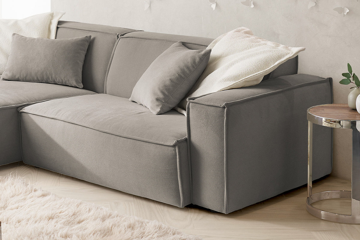 KAWOLA Sofa SAMU Ecksofa Feincord grau